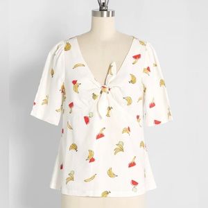 NEW with tags - Modcloth Pack A Picnic Tie Front Top